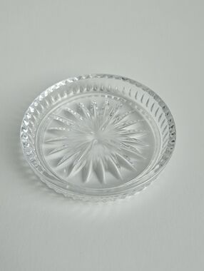 Small Round Glass Trinket Dish With Starburst Design